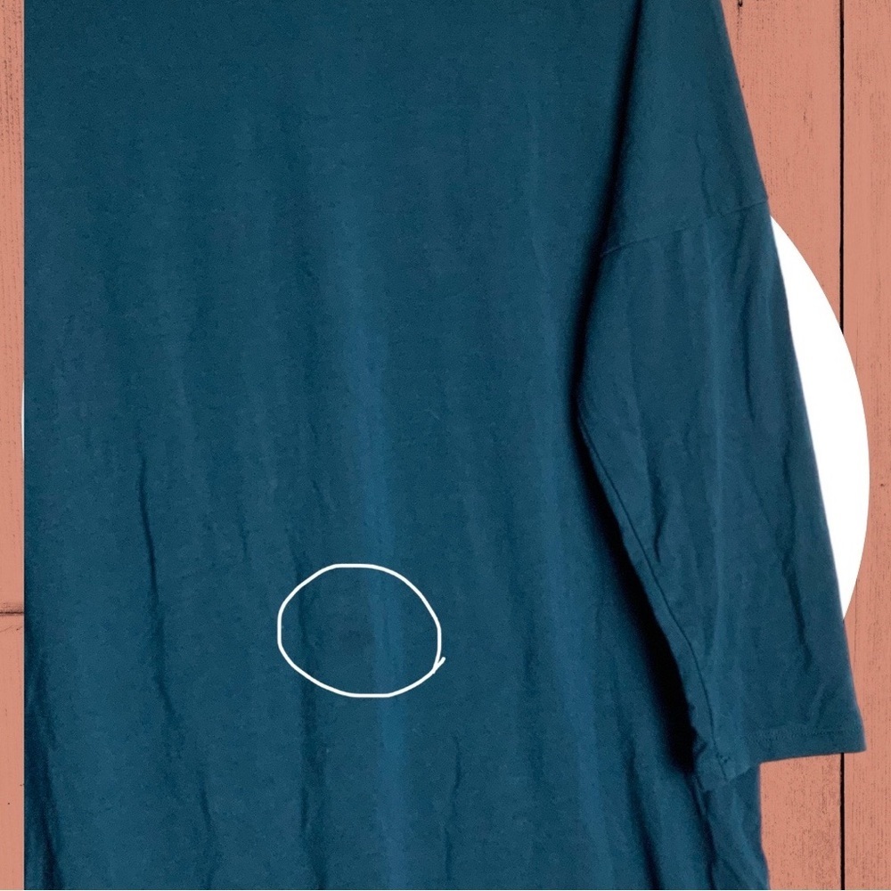 Half Moon by Modern Movement Dark Teal 3/4 Sleeve Stretchy Tie Front Top Wm M - Picture 7 of 8